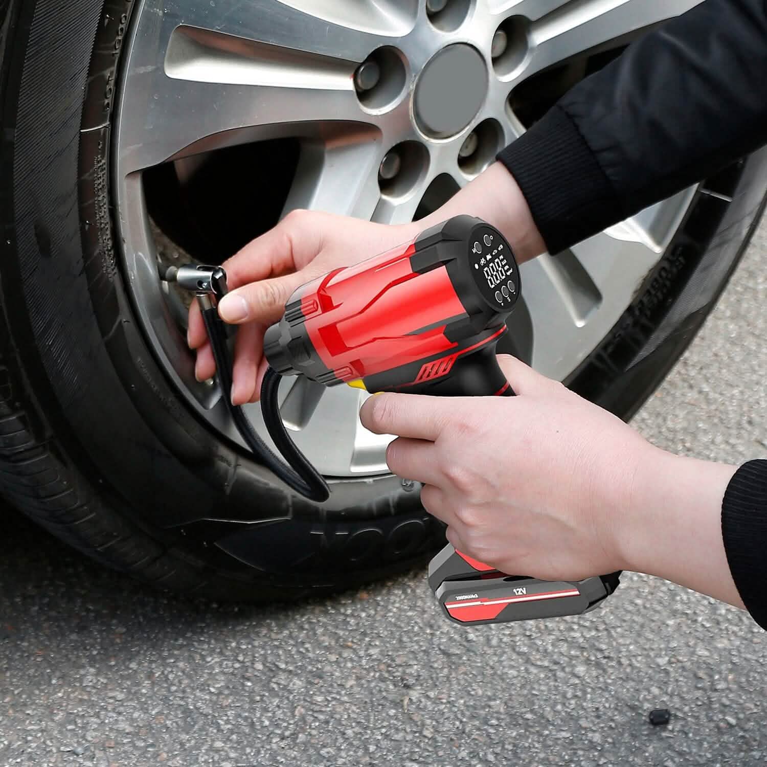 150 PSI 12V Portable Cordless Tire Pump 6000mAh Rechargeable with LED Light