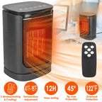 1500W Electric Space Heater Ceramic Heater Fan with 3 Modes Remote Control Digital Display