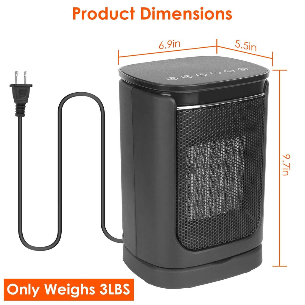1500W Electric Space Heater Ceramic Heater Fan with 3 Modes Remote Control Digital Display