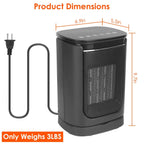 1500W Electric Space Heater Ceramic Heater Fan with 3 Modes Remote Control Digital Display