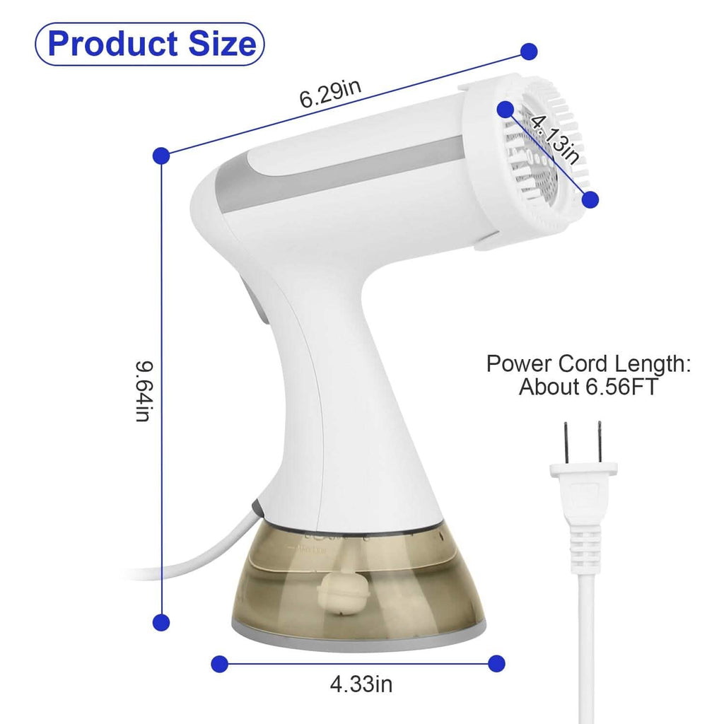 1500W Garment Steamer Portable Handheld Fabric Steamer with Lint Brush Removable 350ml Water Tank