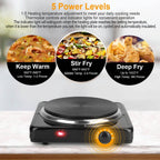 1500W Portable Heating Hot Plate Stove Countertop with Non Slip Rubber