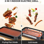 1500W Smokeless Electric Indoor Grill with Removable Non-Stick Plate