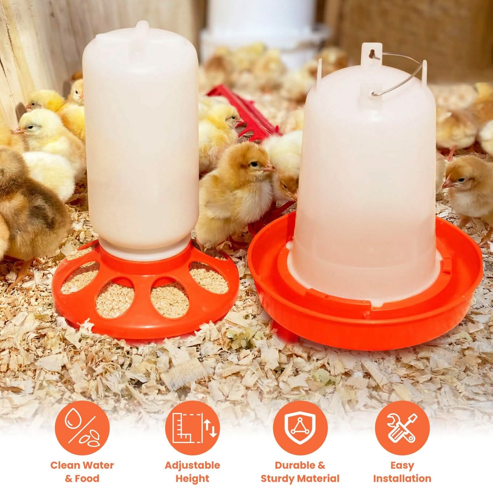 1.5L Chicken Feeder Adjustable Height Waterer Set