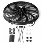 16" Electric Radiator Cooling Fan 12V 120W 10 Blades Car Thermostat Kit