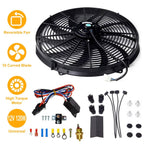 16" Electric Radiator Cooling Fan 12V 120W 10 Blades Car Thermostat Kit