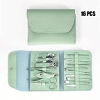 16-Pieces: Nail Clippers Manicure Tool Set with Portable Travel Case