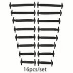 16-Pieces Set: Silicone Elastic Shoe Laces - Free-Tie for Skate, Casual and Sneakers Shoes