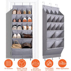 16 Pockets Over The Door Shoe Organizer 5 Tier with 6 Hooks