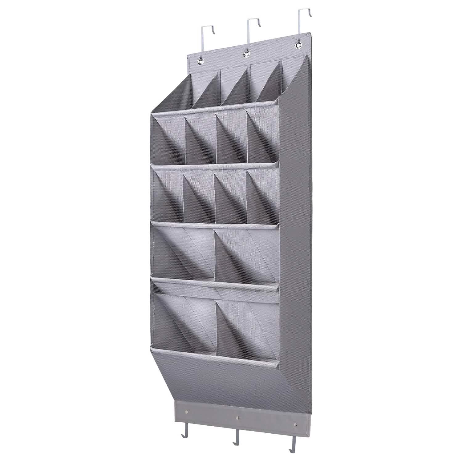 16 Pockets Over The Door Shoe Organizer 5 Tier with 6 Hooks