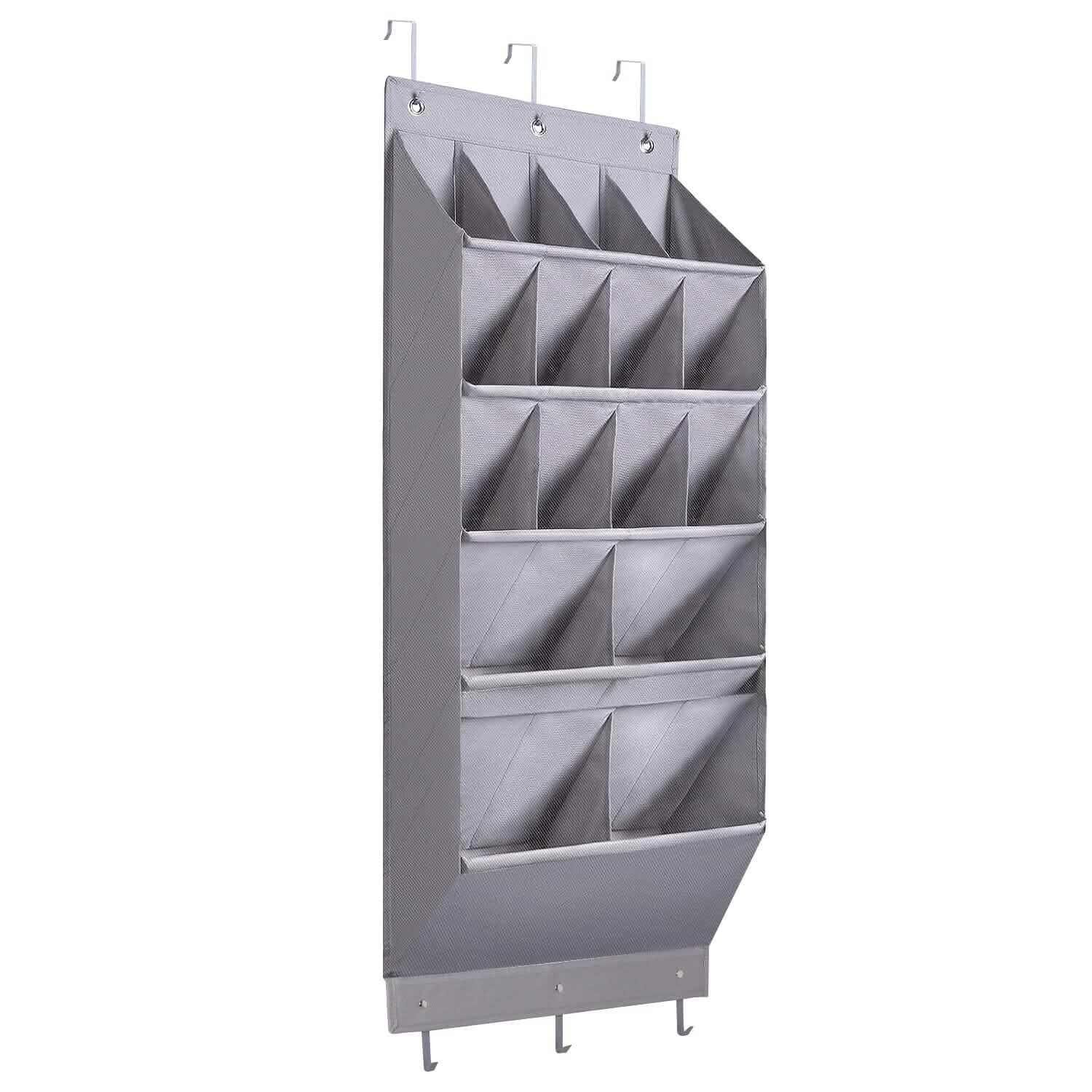 16 Pockets Over The Door Shoe Organizer 5 Tier with 6 Hooks