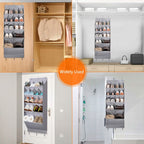 16 Pockets Over The Door Shoe Organizer 5 Tier with 6 Hooks