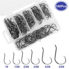 160-Piece: Offset Fishing Hooks Kit