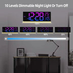 16.2" Large Display Digital Coloring Changing Wall Clock with Built-in Night Light
