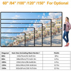 16:9 Foldable Projector Screen Anti-Crease Wall Mounted
