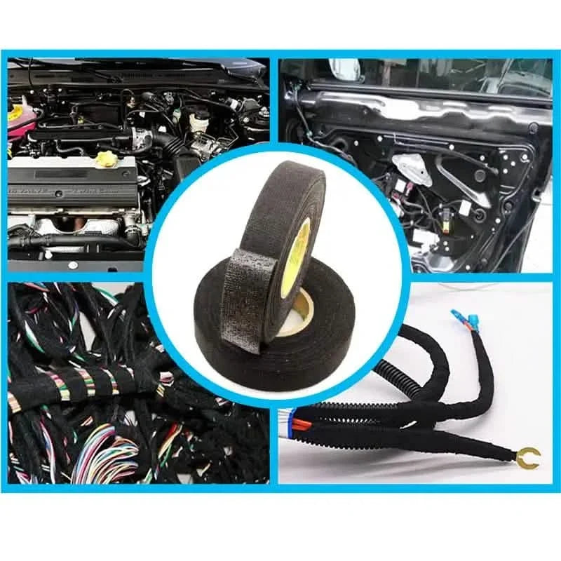 5-Meter Heat-Resistant Electrical Tape – Black Polyester for Car & Cable Management