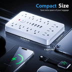 17-in-1 Surge Protector Power Cord 5Ft Braided Flat Extension Cable with 6 USB Chargers, 2 USB C, 11 AC Power Outlets