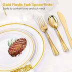 175-Pieces: Disposable Gold Dinnerware Set