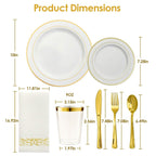 175-Pieces: Disposable Gold Dinnerware Set