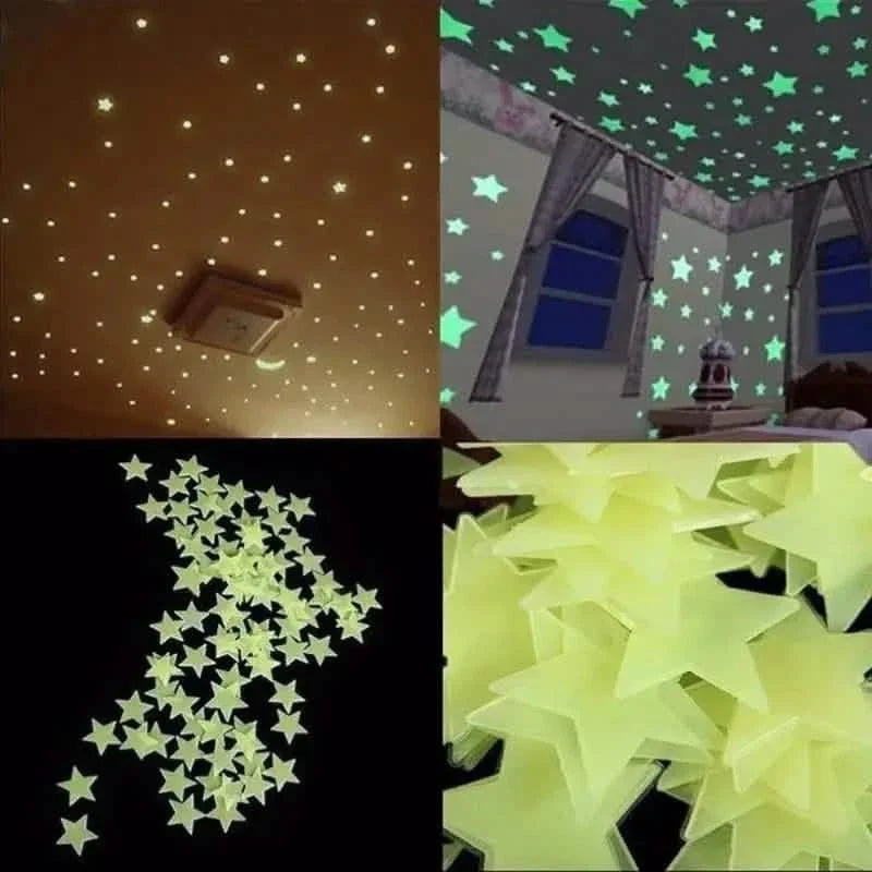 175-Pieces: Reusable Glow-in-the-Dark Star Wall Stickers with Shimmery Finish
