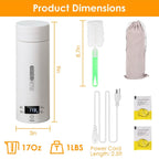 17Oz Stainless Steel Travel Electric Kettle with 4 Temperature Preset Modes