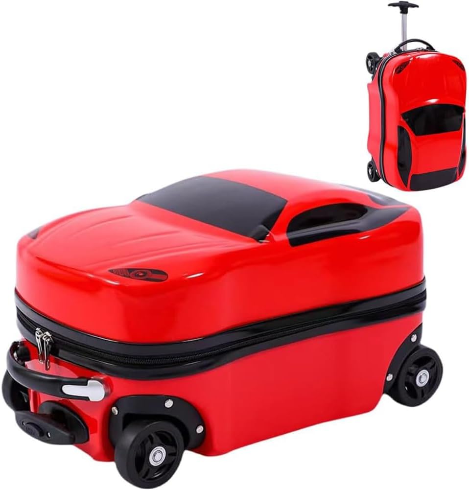 Kids' Car Rolling Suitcase with Extendable Handle