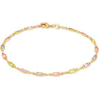 18K Gold Baguette Multi Stone Crystal Bracelet for Women