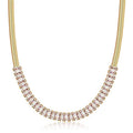 18K Gold Crystal Herringbone Necklace
