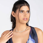 18K Gold Crystal Herringbone Necklace