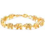 18K Gold Elephant Bracelet For Women 8"