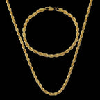 18K Gold European Classic Twist Necklace + Bracelet