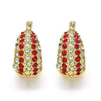 18K Gold-Filled High-Polish Red & White Crystal Earrings