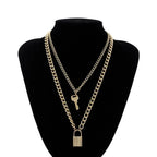 18K Gold Key Lock Necklace