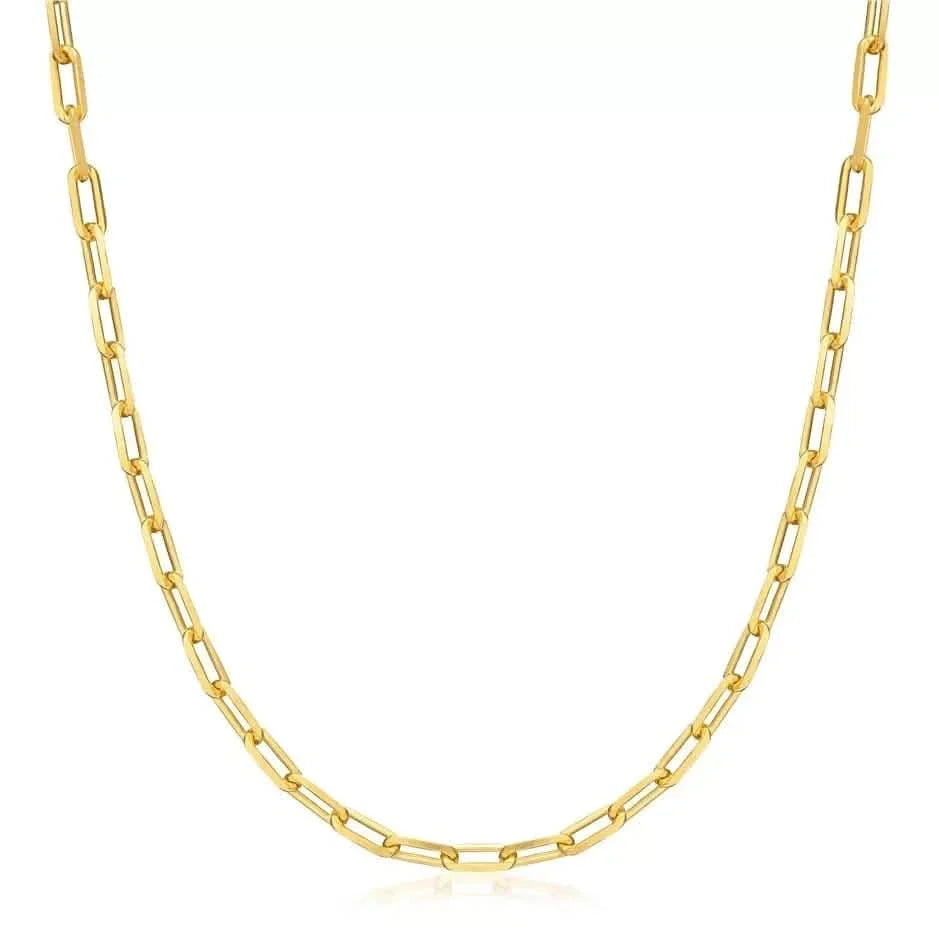 18K Gold Paperclip Link Chain Necklace