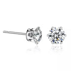 18K Gold Ear Bone Buckle Stainless Steel 6-Prong Zirconia Stud Earrings