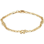 18K Gold Plated Flat Marina Elephant Anklet 10"