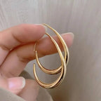 18K Gold Plated Glossy Minimalist Water Drop Design Hoop Earrings Copper
