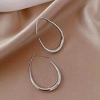 18K Gold Plated Glossy Minimalist Water Drop Design Hoop Earrings Copper