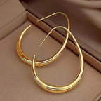 18K Gold Plated Glossy Minimalist Water Drop Design Hoop Earrings Copper