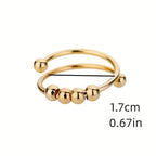 18K Gold Spinning Beads Anxiety Ring