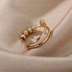 18K Gold Spinning Beads Anxiety Ring