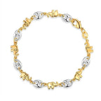 18K Gold Two-Tone Elephant Anklet 10"