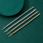 18K Golden Plated Stainless Steel Bracelet with Rhinestone Embellishments
