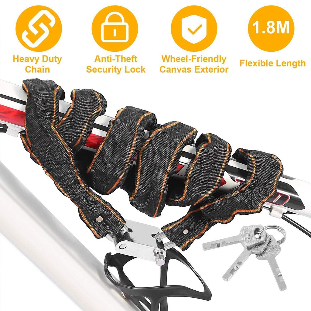 1.8m Bike Chain Lock with 3 Keys Heavy Duty Security Lock