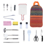 19-Piece: Camping Cooking Utensil Kit Portable Picnic Cookware