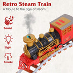 193-Piece: Electric Train Set Steam Locomotive Passenger Coach Coal Car Christmas Train