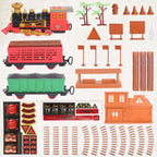 193-Piece: Electric Train Set Steam Locomotive Passenger Coach Coal Car Christmas Train