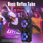 Portable Bluetooth Speaker with Subwoofer Bass, Dual 6.5" LED Woofers and Microphone
