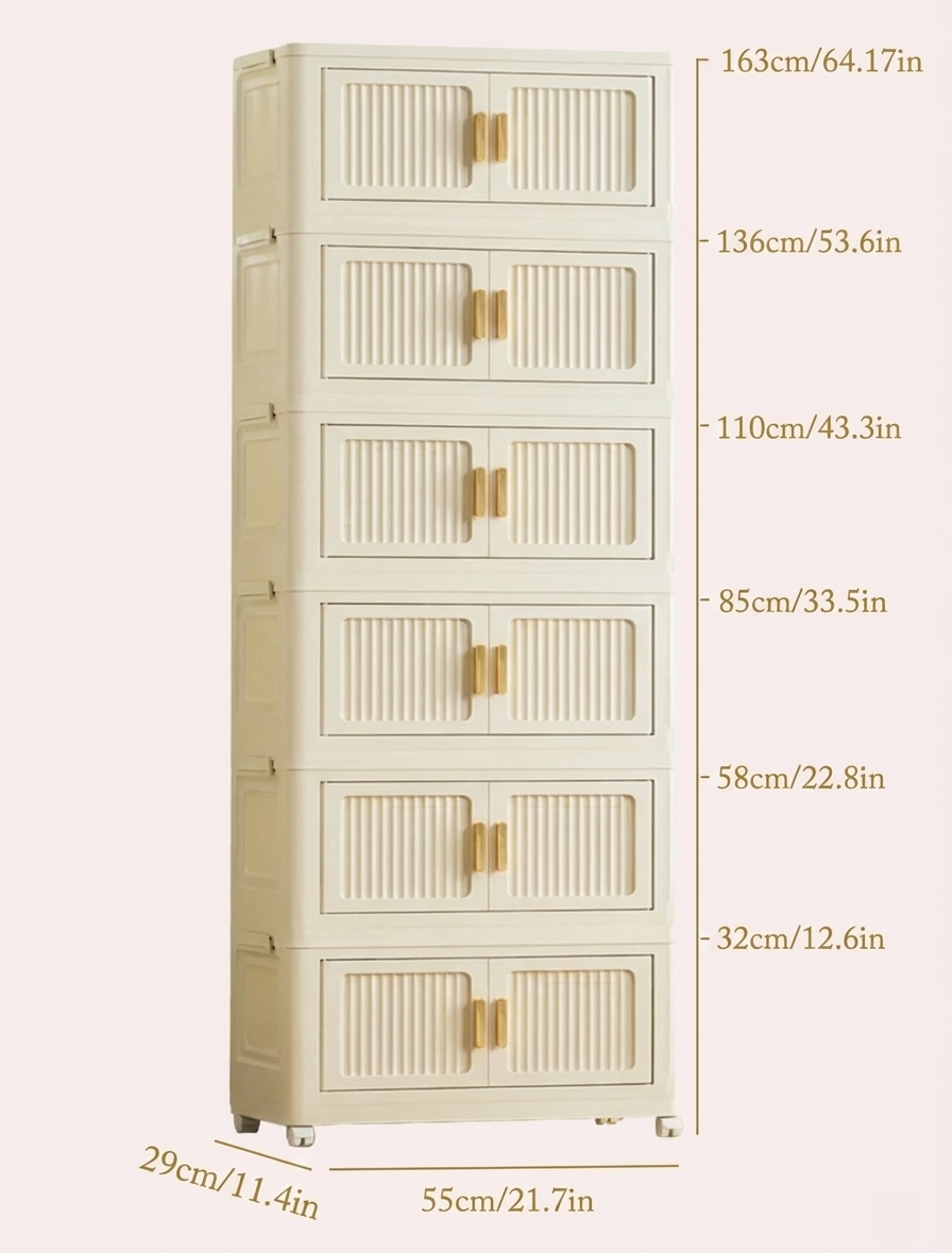 2-6 Layer Foldable Rolling Storage Bin Cabinet