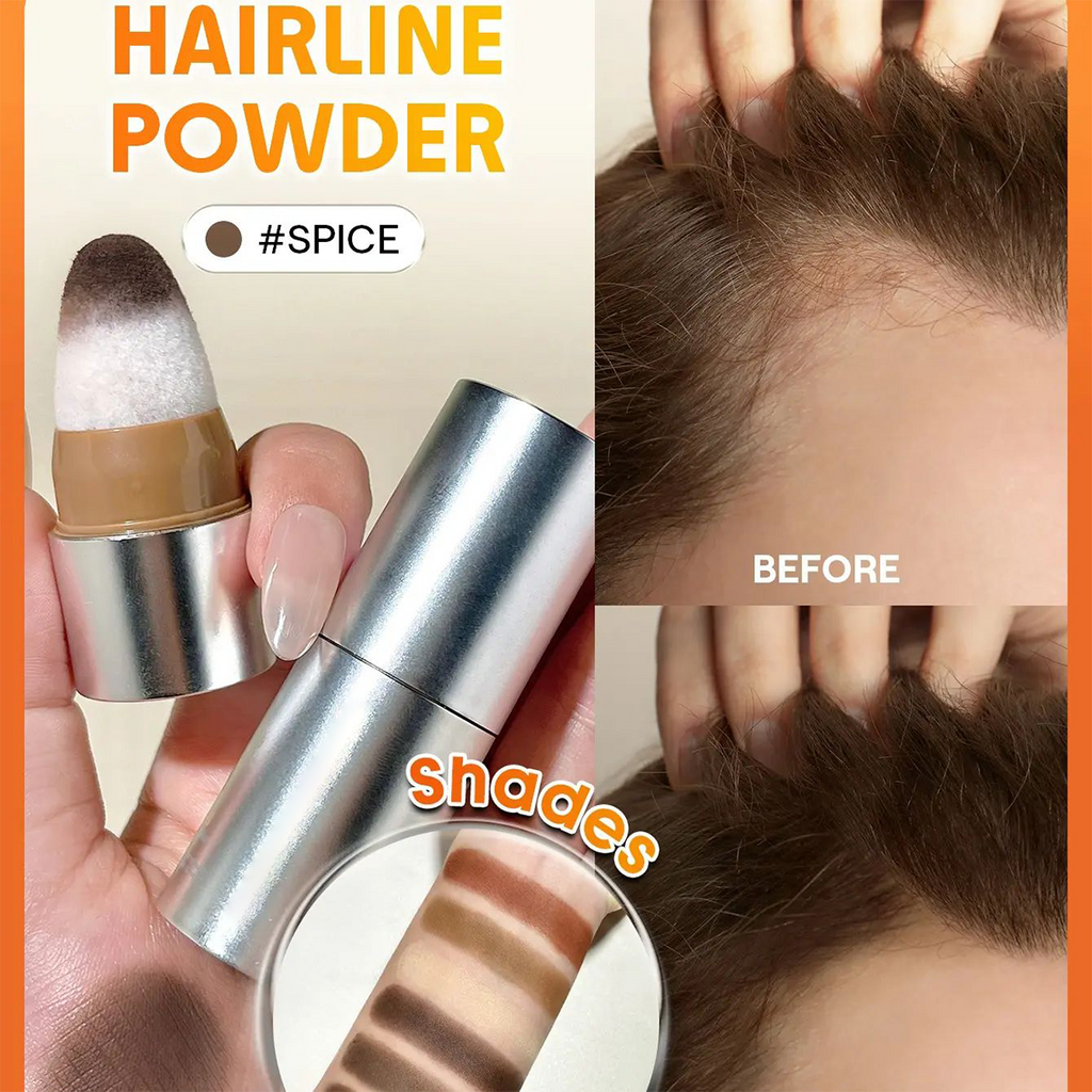 Fix & Fill Hairline Powder-Spice, 4-IN-1 Powder Stick for Hairline, Part, Contour & Brow, Quick Fix Sparse Hair